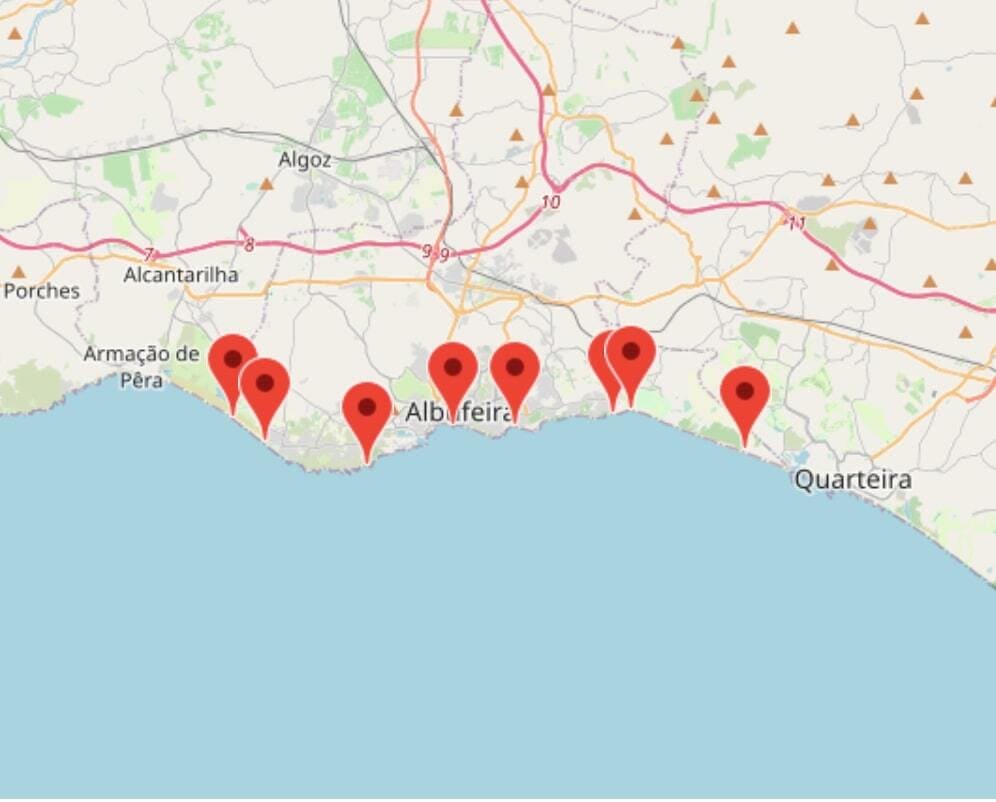 Изображение 2. Карта Албуфейры с наилучшими пляжами