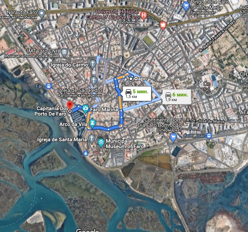 Изображение 6. Расстояние от Фару до порта Фару