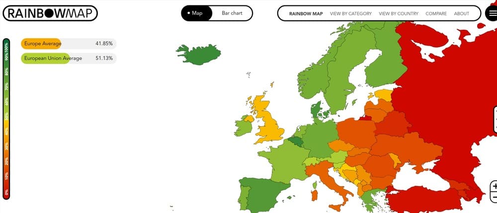 Screenshot from the website https://rainbowmap.ilga-europe.org